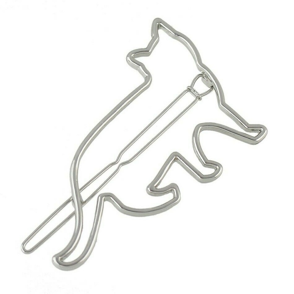Cat Barrette Hair Clip or Scarf Clip Gold/Silver - Picture 3 of 4